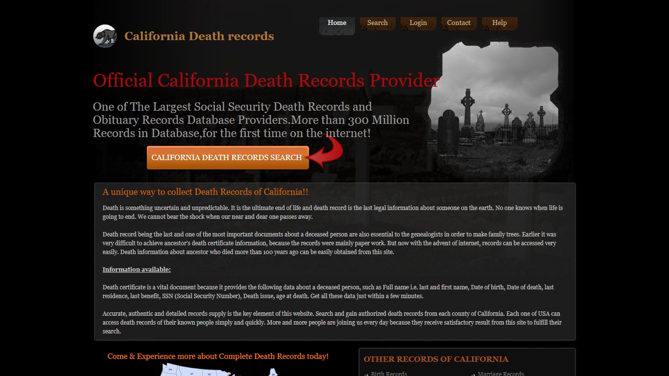 California State Death records. Online CA Death Record.